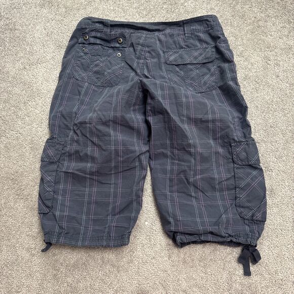Life Is Good Cargo Capri Pants Womens 6 Blue Pink Plaid Cotton Casual Outdoor - Picture 2 of 14
